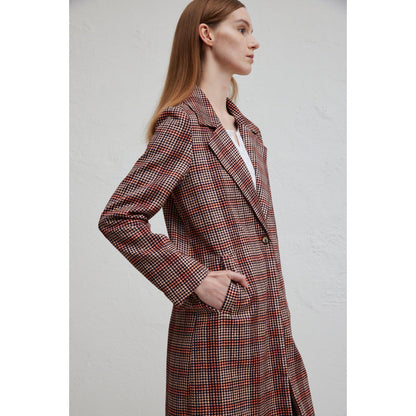 Women's elegant plaid coat with double button placket and relaxed cut NOVAE