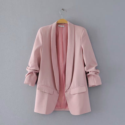 Women's elegant blazer with rolled-up sleeves and practical pockets NOVAE