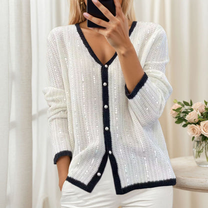 Women's Glittery Cardigan with V-Neck and Cozy Feel NOVAE