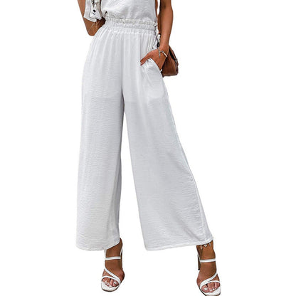 Women's Wide Palazzo Trousers with Elastic Waistband NOVAE