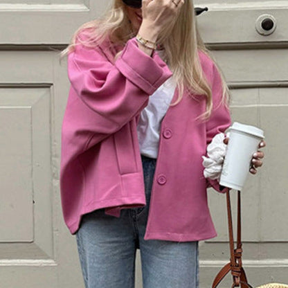 Women's casual oversized jacket with practical buttons and a wide cut NOVAE