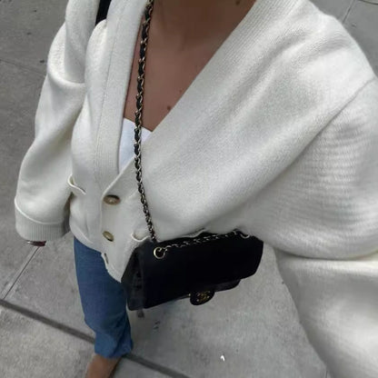 Women's Oversized Knit Cardigan with Pockets and V-Neck NOVAE