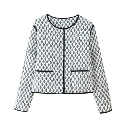 Women's fashionable short jacket with contrasting piping and practical pockets NOVAE