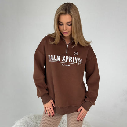 Women's casual sweatshirt with a mid-high collar and graphic print NOVAE