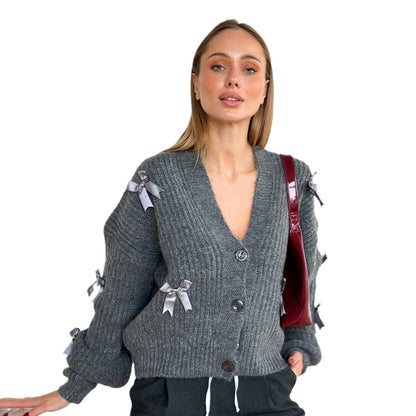 Women's cardigan with romantic ruffle details NOVAE