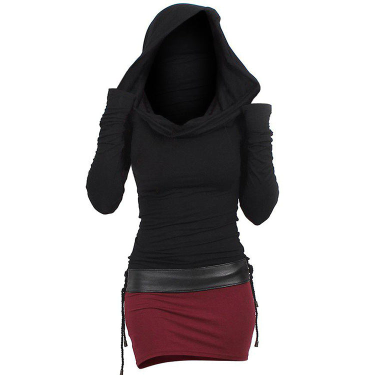 Women's hoodie dress with wrap collar and figure-hugging cut NOVAE