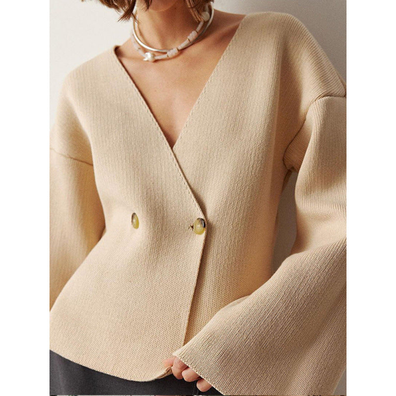 Women's fashionable wrap sweater with stylish peplum NOVAE