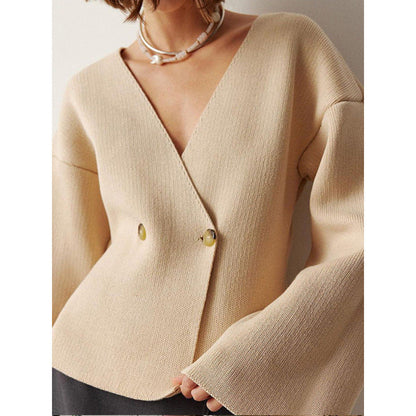 Women's fashionable wrap sweater with stylish peplum NOVAE