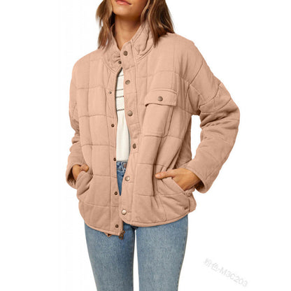 Women's quilted jacket with decorative button NOVAE