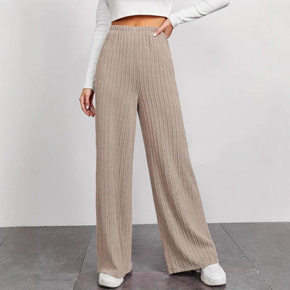 Women's wide-leg knit trousers with a sophisticated textured pattern NOVAE