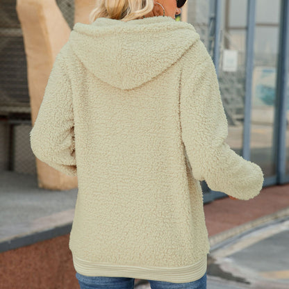 Women's Fluffy Hooded Jacket with Practical Pockets and Modern Cut NOVAE