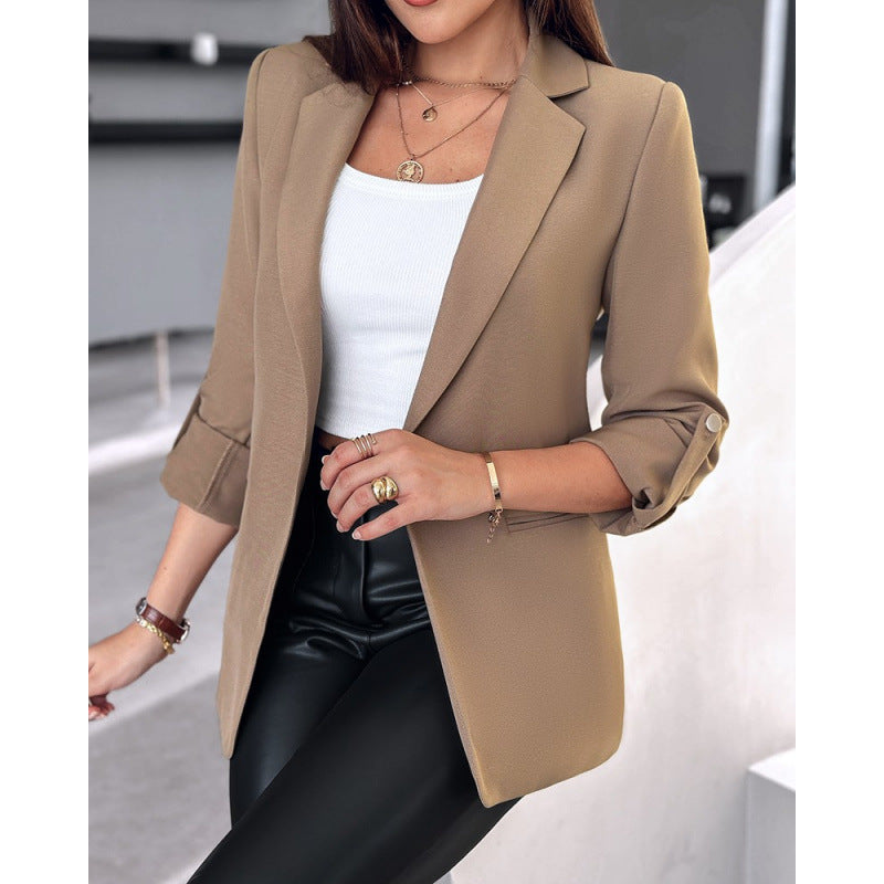 Women's tailored blazer with a highly fashionable cut and asymmetrical sleeves NOVAE