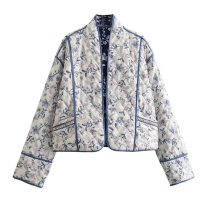 Women's patterned quilted jacket with elegant cut and decorative details NOVAE