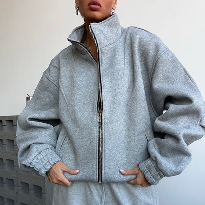 Women's casual sweatshirt with creative all-over print and voluminous sleeves NOVAE