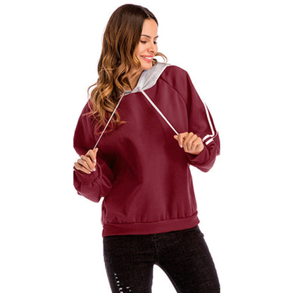 Women's fashionable hoodie with contrasting sleeves and a relaxed fit NOVAE