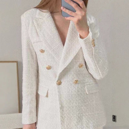 Women's tweed blazer jacket with double button placket and elegant cut NOVAE