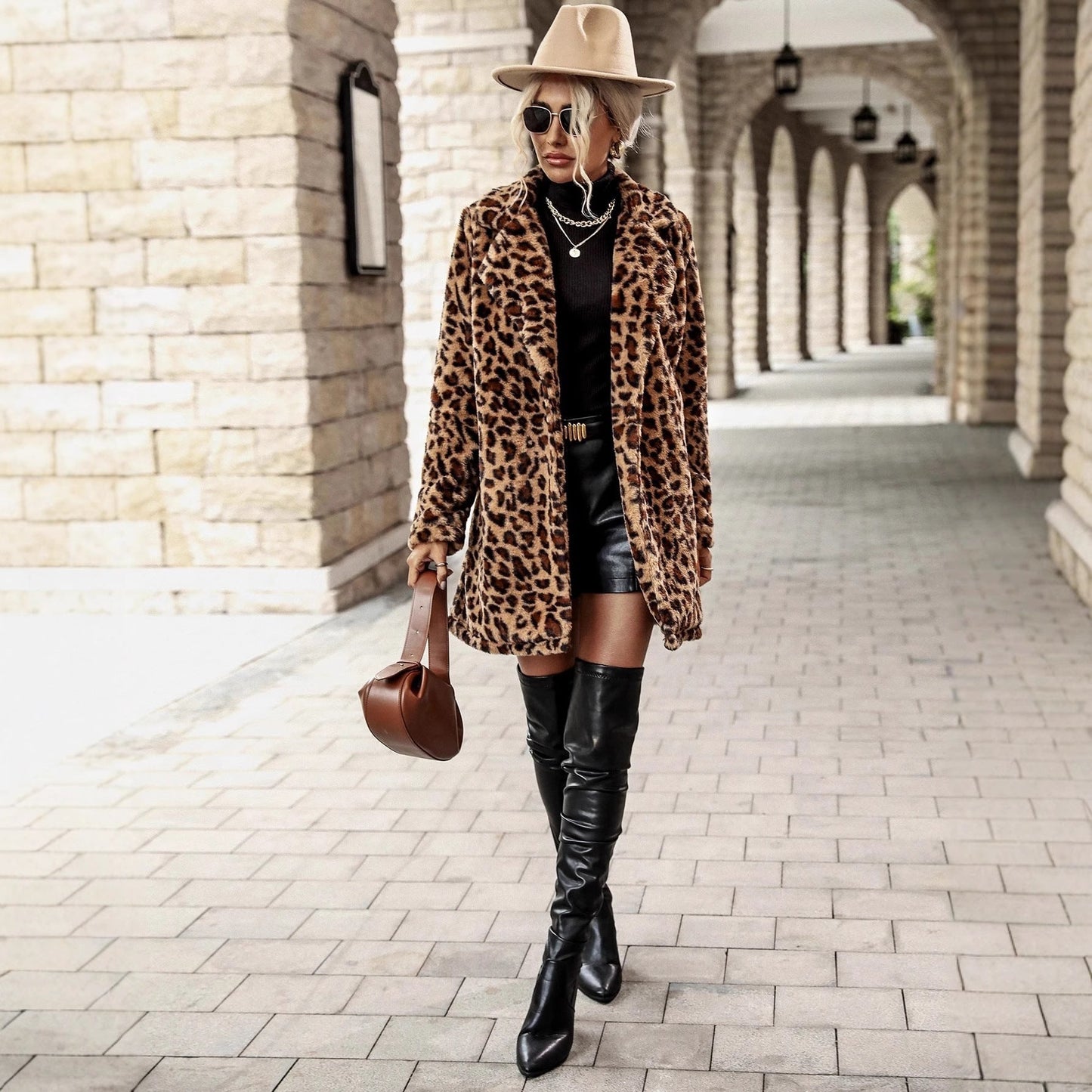 Women's luxury leopard-print fur jacket NOVAE