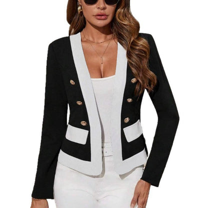 Women's elegant blazer with double button placket and contrasting details NOVAE