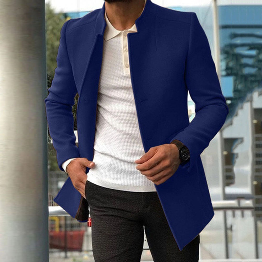 Men's modern blazer with a straight cut and elegant stand-up collar NOVAE