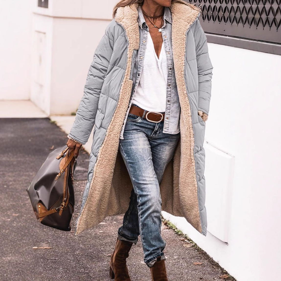 Women's long, lined winter coat with cozy lining NOVAE