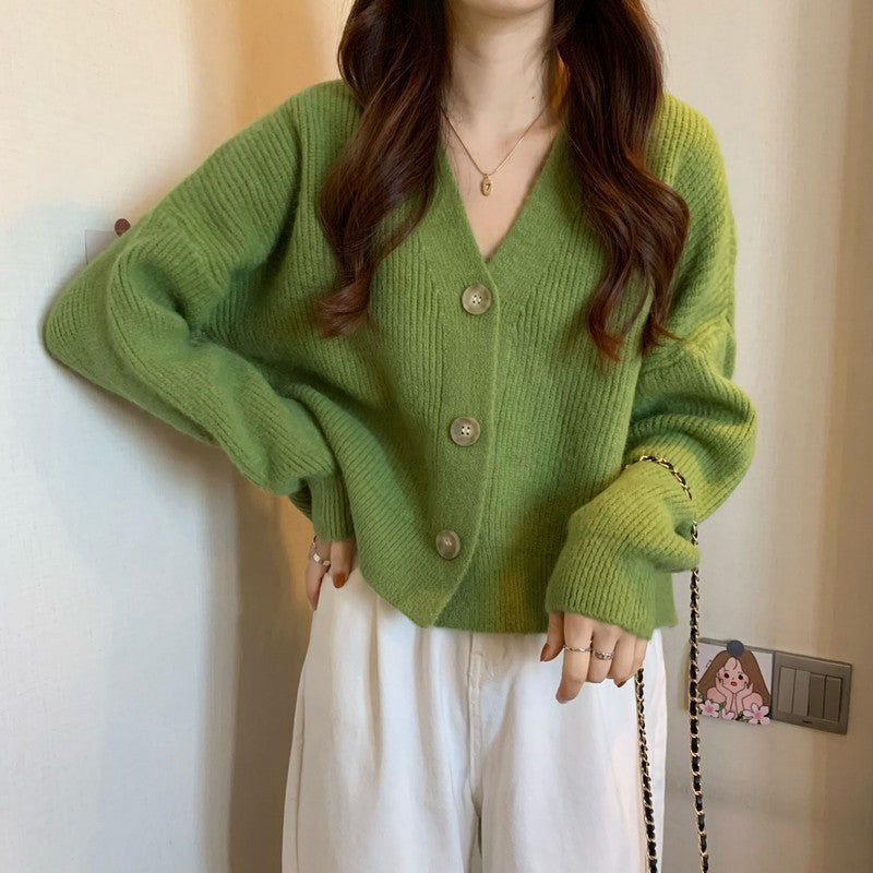 Women's Comfortable Knit Cardigan with Button Details and Fine Texture NOVAE