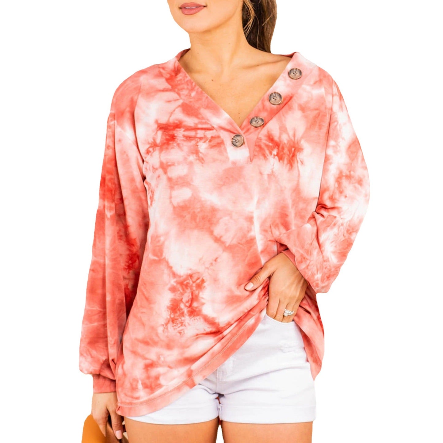 Women's Casual Oversized Shirt with Button Placket NOVAE