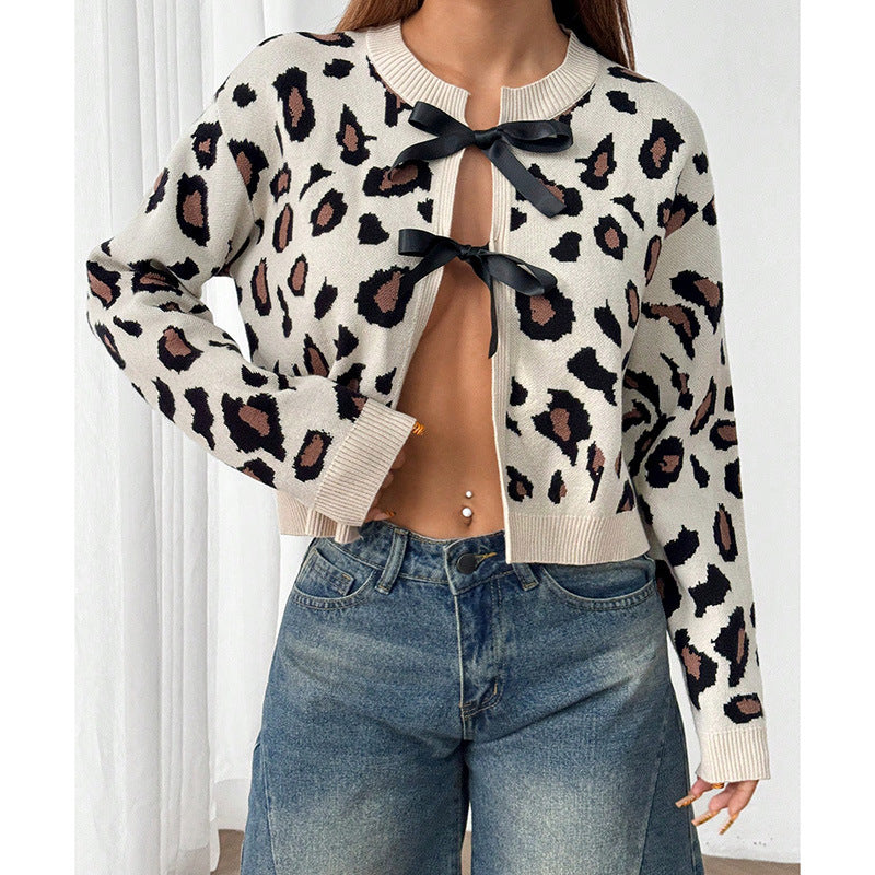 Women's trendy cardigan with playful bows NOVAE