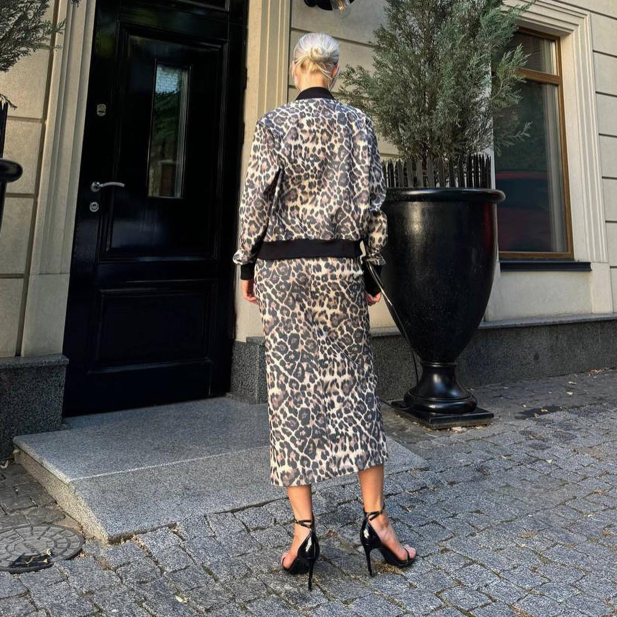 Women's sporty bomber jacket and midi skirt set NOVAE