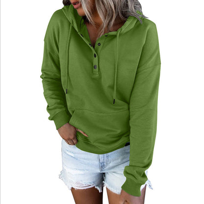 Women's sporty hoodie with button placket and casual cut NOVAE