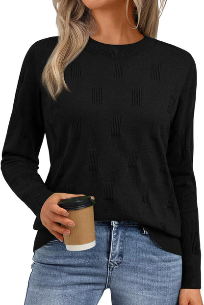Women's knitted sweater with a textured pattern and relaxed fit NOVAE