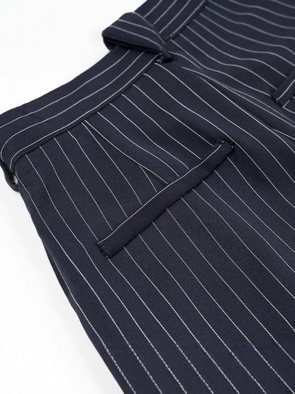 Women's wide-leg high-waisted trousers with elegant stripes NOVAE