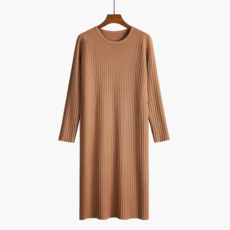 Women's knit dress with fine rib structure NOVAE