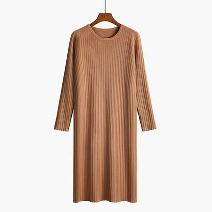 Women's knit dress with fine rib structure NOVAE