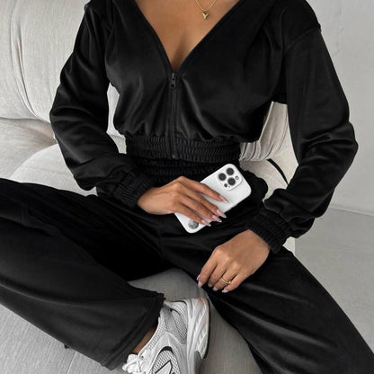Women's tracksuit with elastic waistband and modern zipper NOVAE