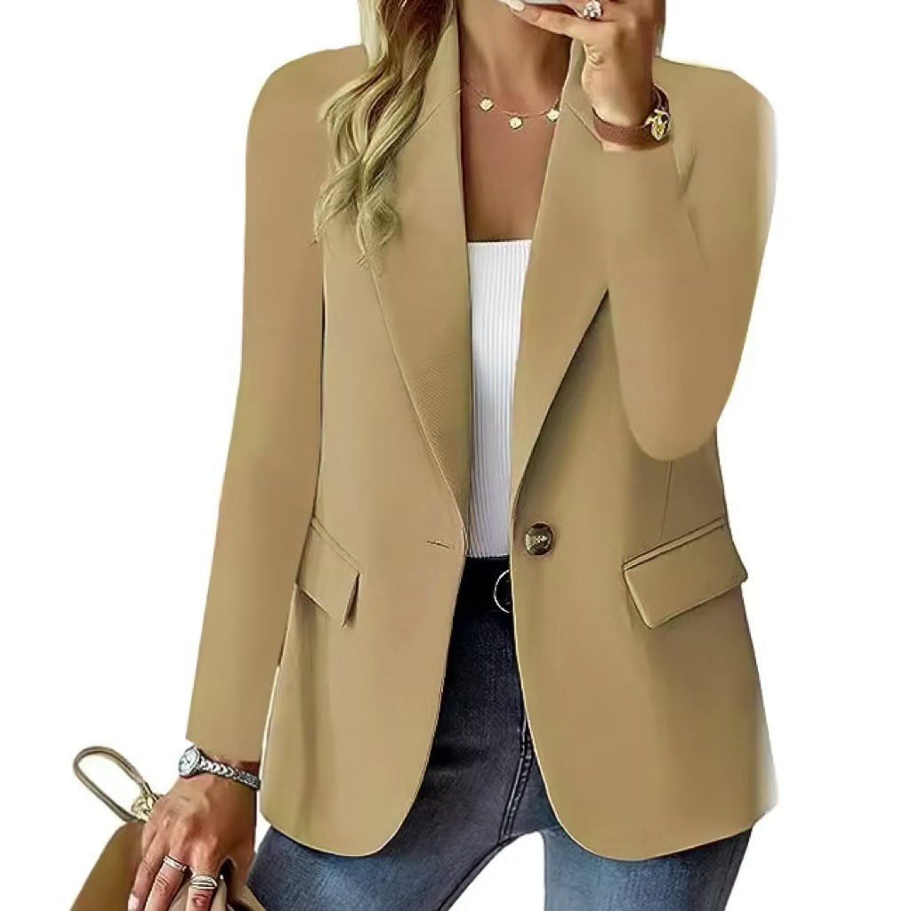 Women's elegant blazer with classic cut and pockets NOVAE