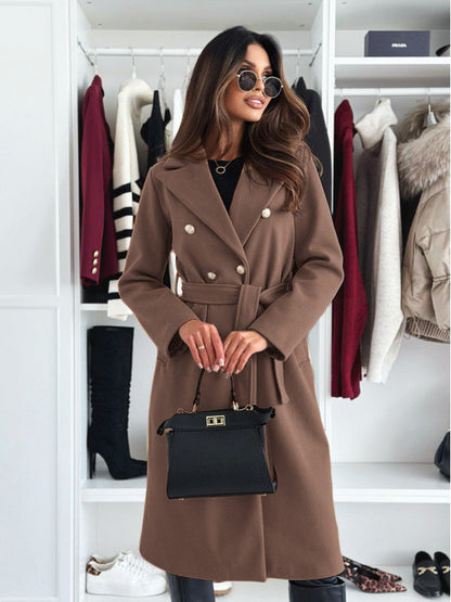 Women's Elegant Double-Breasted Coat with Belt and High-Quality Fabric NOVAE