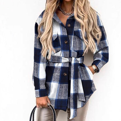 Women's checked overshirt jacket with a lightweight fit and practical pockets NOVAE