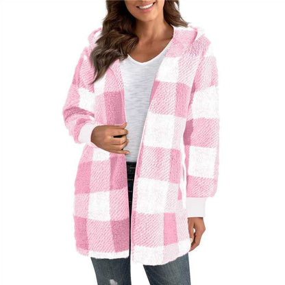 Women's long plaid coat made of soft material NOVAE