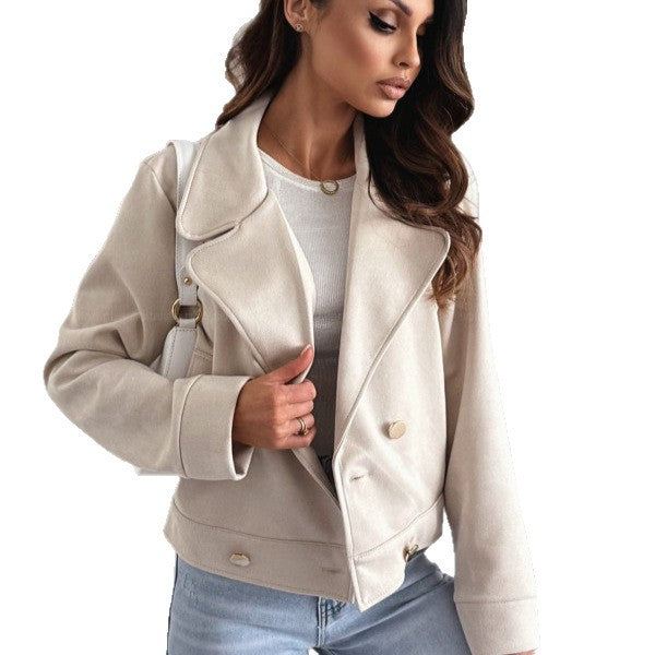 Women's Fashionable Oversized Biker Jacket in Soft Faux Suede NOVAE