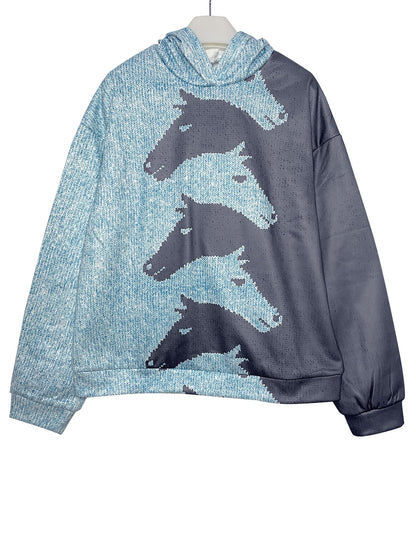 Women's hoodie with creative horse pattern and comfortable fit NOVAE