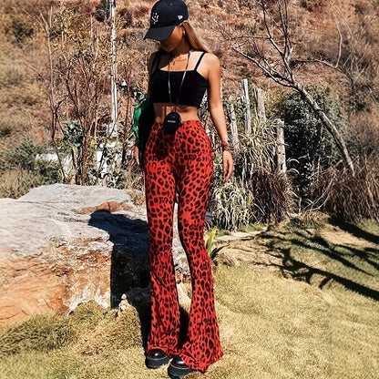 Women's flared leggings with trendy leopard print NOVAE