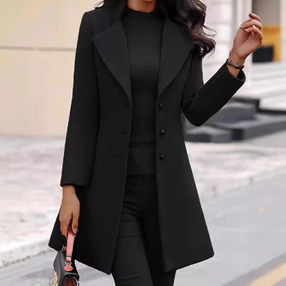 Women's timeless wool coat with stylish lapel and elegant button placket NOVAE
