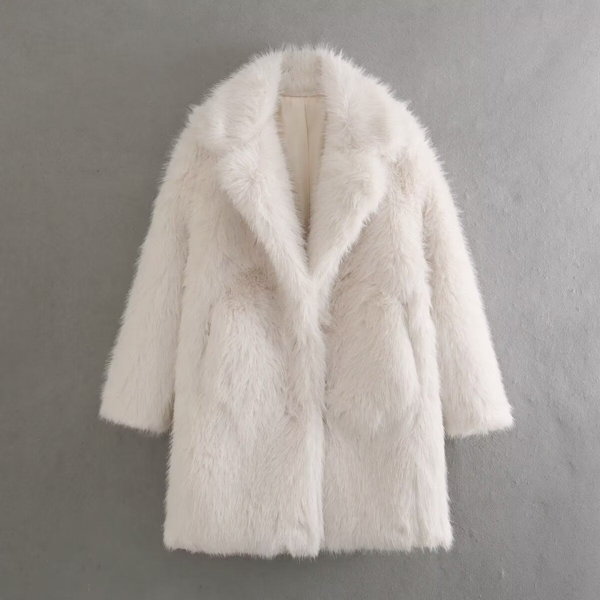 Women's fleece coat with double lapels NOVAE