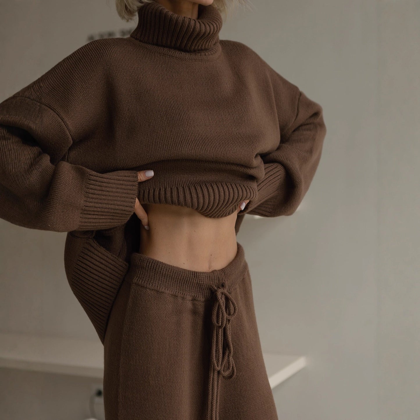 Women's cozy oversized sweater with high collar NOVAE