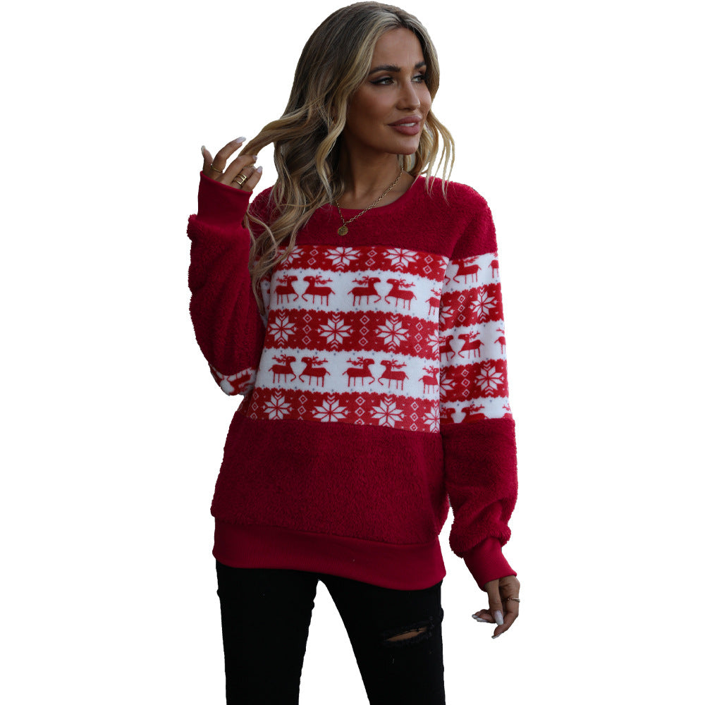 Women's cozy Christmas sweater with flannel surface and festive design NOVAE