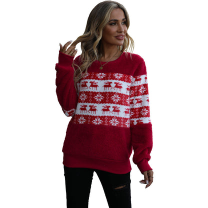 Women's cozy Christmas sweater with flannel surface and festive design NOVAE