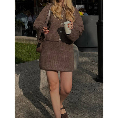 Women's wide-cut knit dress with button placket NOVAE