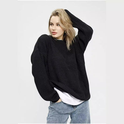 Women's casual oversized sweater with textured knit pattern NOVAE