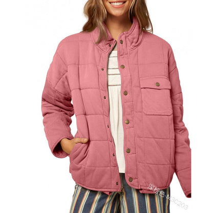 Women's quilted jacket with decorative button NOVAE
