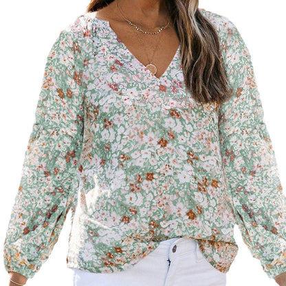 Women's blouse with floral patterns and airy sleeves NOVAE